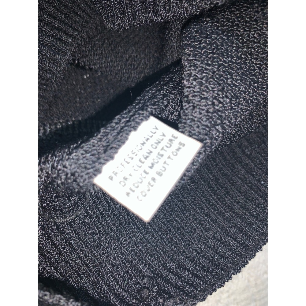 St John Collection Marie Gray Black Fringe Mock Neck Knit Sweater Small - Picture 7 of 9